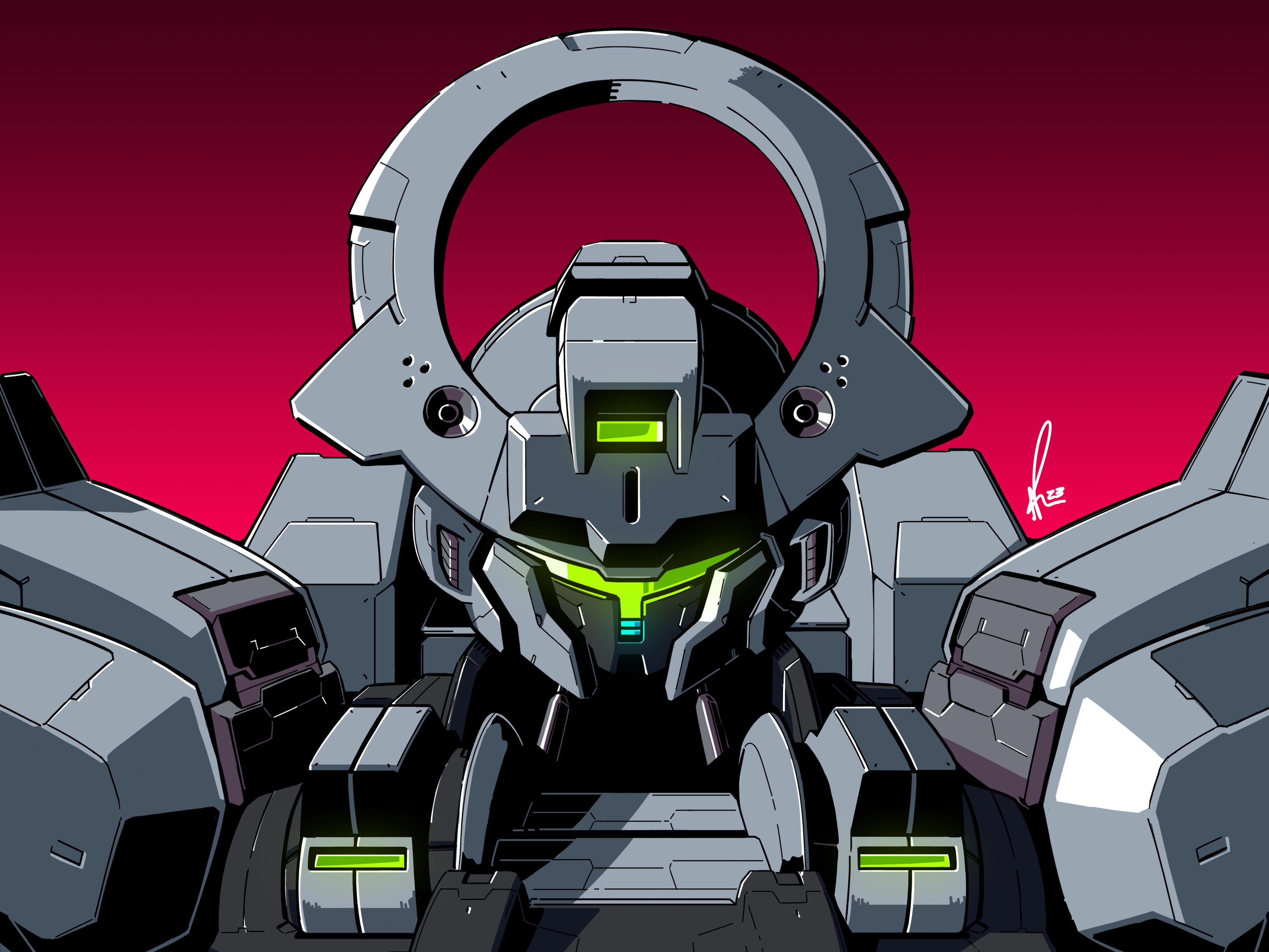 absurdres alex_(apdoodles) assault_visor dated gundam gundam_schwarzette gundam_suisei_no_majo highres mecha no_humans portrait robot science_fiction signature simple_background solo straight-on