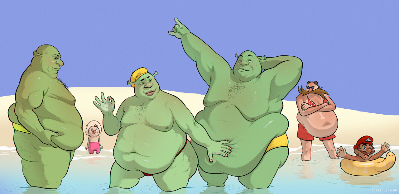 6+boys \n/ arm_behind_head arm_up armpits arms_at_sides arms_up artist_name bald beach belly beret bikini bikini_top_only black-framed_eyewear black_eyes black_hair blue-tinted_eyewear blue_eyes blue_sky blush brown_hair cabbie_hat chest_hair clone closed_eyes closed_mouth colored_skin cowboy_shot crossed_arms crossover day dr._eggman eyewear_on_head facial_hair fat fat_man from_side funtik glasses goggles green_male_swimwear green_skin hand_on_another's_stomach hand_up happy hat innertube light_blush lips looking_to_the_side male_focus male_swimwear mario mario_(series) multiple_boys mustache nail_polish navel nintendo nipples nose_blush obese ocean ok_sign open_mouth outdoors outstretched_arms partially_submerged pig_nose pince-nez pink_male_swimwear pink_nails priklyucheniya_porosenka_funtika profile puffy_chest red_bikini red_headwear red_male_swimwear ripples sand shiny_skin short_hair shrek shrek_(series) skindentation sky smile sonic_(series) spread_arms standing sun_hat sunglasses swim_ring swim_trunks swimsuit tan thick_thighs thighs tinted_eyewear totesfleisch8 wading water watermark what wide_hips yellow_headwear yellow_male_swimwear