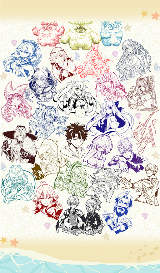 6+boys 6+girls aesc_(fate) aesc_(savior)_(fate) artist_collaboration artoria_caster_(fate) artoria_caster_(swimsuit_berserker)_(fate) artoria_caster_(swimsuit_berserker)_(first_ascension)_(fate) artoria_caster_(swimsuit_berserker)_(third_ascension)_(fate) artoria_pendragon_(fate) asclepius_(fate) baobhan_sith_(fate) baobhan_sith_(swimsuit_pretender)_(fate) barghest_(fate) beach burnunnos_(fate) chibi chloe_von_einzbern chloe_von_einzbern_(swimsuit_avenger) choco_(chocolate_shop) cnoc_na_riabh_(fate) cnoc_na_riabh_(swimsuit_foreigner)_(fate) collage colored_lineart conch creature dual_persona edward_teach_(fate) endo_(takolegs) fate/grand_order fate_(series) footprints fujimaru_ritsuka_(male) fujimaru_ritsuka_(male)_(summer_street) gawain_(fate) gawain_(scion_of_summer)_(fate) habetrot_(fate) henry_jekyll_(fate) hiroyama_hiroshi huyan_zhuo_(fate) illyasviel_von_einzbern jeanne_d&#039;arc_alter_(fate) jeanne_d&#039;arc_alter_(swimsuit_berserker)_(fate) jekyll_and_hyde_(fate) kuroi_susumu kyokutei_bakin_(fate) lancelot_(fate/grand_order) lancelot_(strongest_knight_of_summer)_(fate) lineart marushin_(denwa0214) mash_kyrielight mash_kyrielight_(swimsuit_of_perpetual_summer_ver.02) medb_(fate) melon22 melusine_(fate) melusine_(swimsuit_ruler)_(fate) michihasu miss_crane_(fate) miyu_edelfelt mochizuki_kei monster mordred_(fate) mordred_(formal_dress)_(fate) morgan_le_fay_(fate) morgan_le_fay_(water_princess)_(fate) morii_shizuki multiple_boys multiple_girls oceanunnos_(fate) official_art paw_print pixel_art_inset saipaco sand scallop seashell servant_summer_festival!_2023 shell shigatake shimadoriru shirahama_kamome star_(symbol) succunnos_(fate) sumisu_(rinsumi) suzuka_gozen_(fate) suzuka_gozen_(swimsuit_rider)_(fate) swimsuit syatey takayama_kisai takenoko_seijin takeuchi_takashi third-party_source tomoe_gozen_(fate) tomoe_gozen_(swimsuit_saber)_(fate) tristan_(fate) tsukumo_(soar99) variant_set wada_arco water zen_tainaka