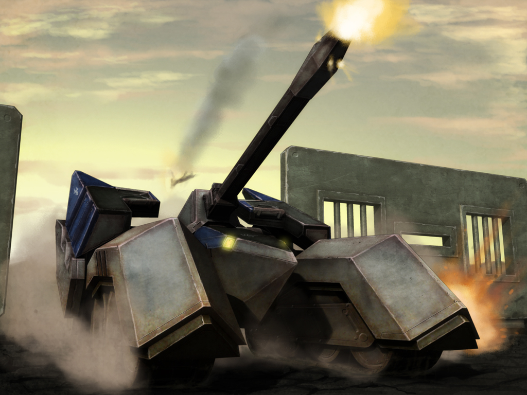 3d cannon caterpillar_tracks cloud directed-energy_weapon energy energy_cannon energy_weapon firing landmaster mecha military military_vehicle motor_vehicle nandz nelo_(fox) nintendo no_humans robot sky star_fox tank vehicle
