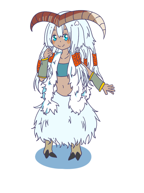 1girl ancientmegatheriumon digimon female_focus personification simple_background solo white_background