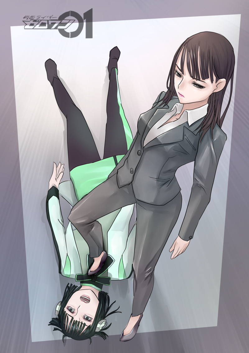 2girls catfight defeat is_(kamen_rider_01) kamen_rider kamen_rider_(1st_series) kamen_rider_01_(series) kamen_rider_zero-one multiple_girls shimaguni_yamato tagme yaiba_yua