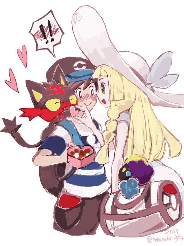 1boy 1girl cosmog elio_(pokemon) gen_7_pokemon legendary_pokemon lillie_(pokemon) litten nintendo player_character pokemon pokemon_(creature) pokemon_sm tagme