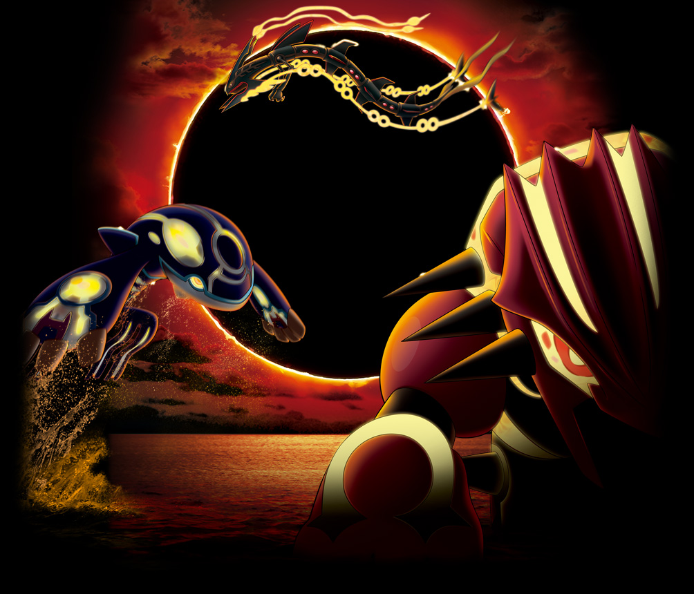 alternate_color artist_request cloud colored_sclera dragon eastern_dragon flying gen_3_pokemon glowing glowing_eyes groudon kyogre legendary_pokemon mega_pokemon mega_rayquaza nintendo no_humans ocean official_alternate_color official_art orange_eyes pokemon pokemon_(anime) pokemon_(creature) pokemon_focus pokemon_the_movie:_hoopa_and_the_clash_of_ages pokemon_xy_(anime) primal_groudon primal_kyogre rayquaza red_sky shiny_pokemon sky spikes splashing third-party_source water yellow_sclera