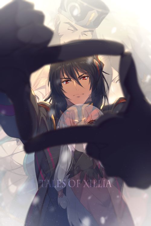 2girls 3boys agria_(tales) black_gloves breasts cleavage closed_mouth echo_(circa) facial_hair finger_frame gaius_(tales) gloves hat jiao_(tales) large_breasts long_hair looking_at_viewer multiple_boys multiple_girls presa_(tales) tales_of_(series) tales_of_xillia tales_of_xillia_2 white_hair wingul_(tales)