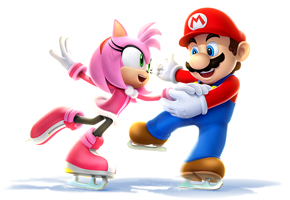 1boy 1girl 3d amy_rose amy_rose_(winter_sports) animal_ears animal_nose arm_up big_nose black_pantyhose blue_eyes blue_overalls body_fur boots brown_footwear brown_hair buttons cabbie_hat clothes_writing dancing dress eye_contact facial_hair flat_chest full_body fur-trimmed_dress fur_trim furry furry_female gloves green_eyes hairband happy hat holding_hands ice_skates leaning_forward leg_up long_sleeves looking_at_another mario_&amp;_sonic_(series) mario_&amp;_sonic_at_the_sochi_2014_olympic_winter_games mario_(series) mustache nintendo official_art open_mouth outstretched_arm overalls pantyhose pink_boots pink_fur pink_hair pom_pom_(clothes) red_hairband red_hat red_shirt shirt short_hair sidelocks simple_background skates skating smile sonic_(series) standing standing_on_one_leg teeth third-party_source transparent_background white_gloves zipper