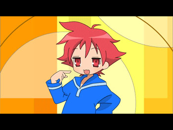 1girl artist_request hood hood_down hooded_dress hoodie kumatora looking_at_viewer lowres lucky_star mother_(series) mother_3 nintendo parody pink_eyebrows pink_eyes pink_hair sacha29 short_hair smile solo