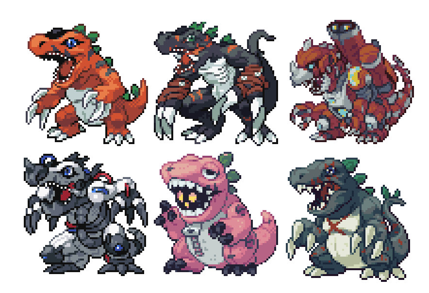 claws cyborg darktyranomon digimon digimon_(creature) dinosaur ex-tyranomon mastertyranomon metaltyranomon robot rusttyranomon sharp_teeth simple_background teeth tyranomon white_background