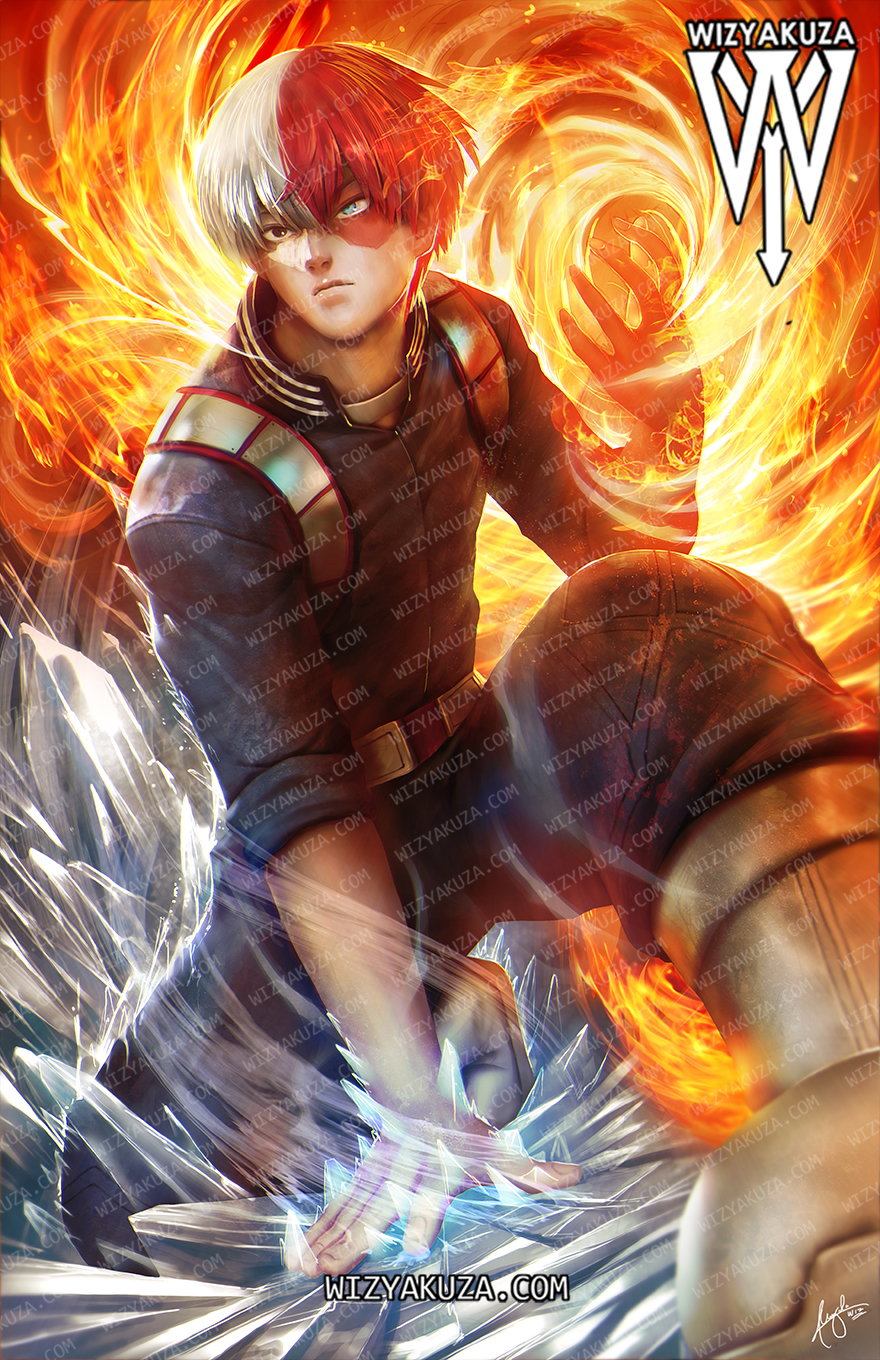 1boy artist_logo boku_no_hero_academia fire highres ice logo red_hair todoroki_shouto white_hair wizyakuza
