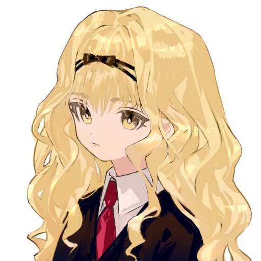 1girl blonde_hair curly_hair formal_clothes long_hair mashiro_rima necktie red_necktie shirt shugo_chara! solo suit white_background white_shirt xiao_chichi yellow_eyes