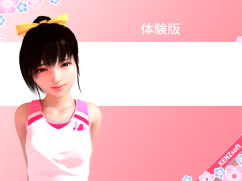 1girl 3d black_hair brown_eyes cover female_focus kenzsoft meshi_mase_misaki! ponytail ribbon shirt sleeveless smile solo upper_body
