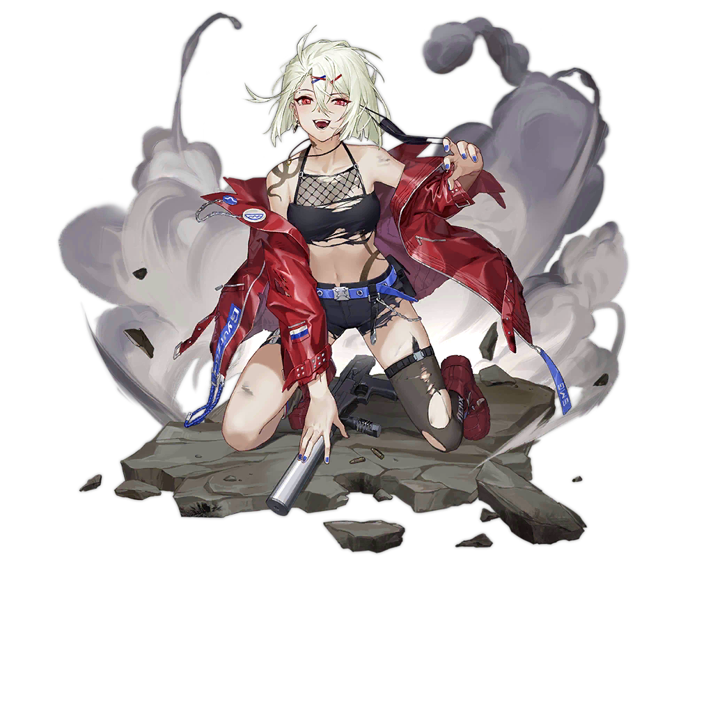 1girl 9x21mm_gyurza ammunition bare_shoulders belt black_shorts black_tank_top black_thighhighs blue_belt blue_nails blush boots breasts bullet chain clothes_pull collarbone crop_top earrings eye_piercing eyebrow_piercing eyebrows girls&#039;_frontline gun hair_ornament hairclip handgun_cartridge holding holding_weapon jacket jacket_pull jewelry light_green_hair looking_at_viewer mask medium_hair mouth_mask nail_polish navel official_art open_clothes open_jacket open_mouth pdw_cartridge personal_defense_weapon piercing pistol_cartridge red_eyes red_footwear red_jacket russian_flag shoes shorts shoulder_tattoo simple_background single_thighhigh sitting small_breasts smile smoke solo sr-2_(girls&#039;_frontline) sr-2_veresk sr-2mp submachine_gun suppressor surgical_mask tank_top tattoo thighhighs tongue_tattoo torn_clothes torn_jacket torn_shorts torn_tank_top torn_thighhighs transparent_background unworn_mask weapon yannn