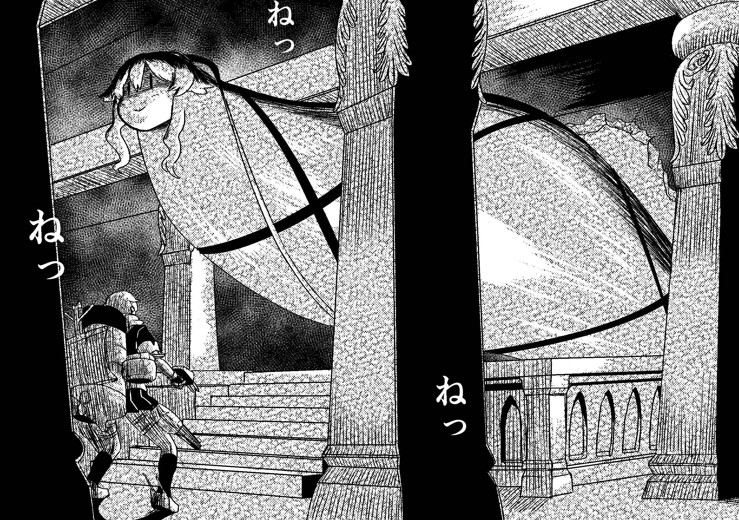 adapted_turret berserk character_request column commentary_request crossover greyscale hair_flaps highres indoors kantai_collection loafers machinery monochrome pillar pleated_skirt rigging scarf school_uniform serafuku shoes short_sleeves sidelocks skirt smokestack the_count_(berserk) tiger_(tiger-kimu) torpedo_launcher yura_(kancolle) yura_(snake) yuudachi_(kancolle) yuudachi_kai_ni_(kancolle)