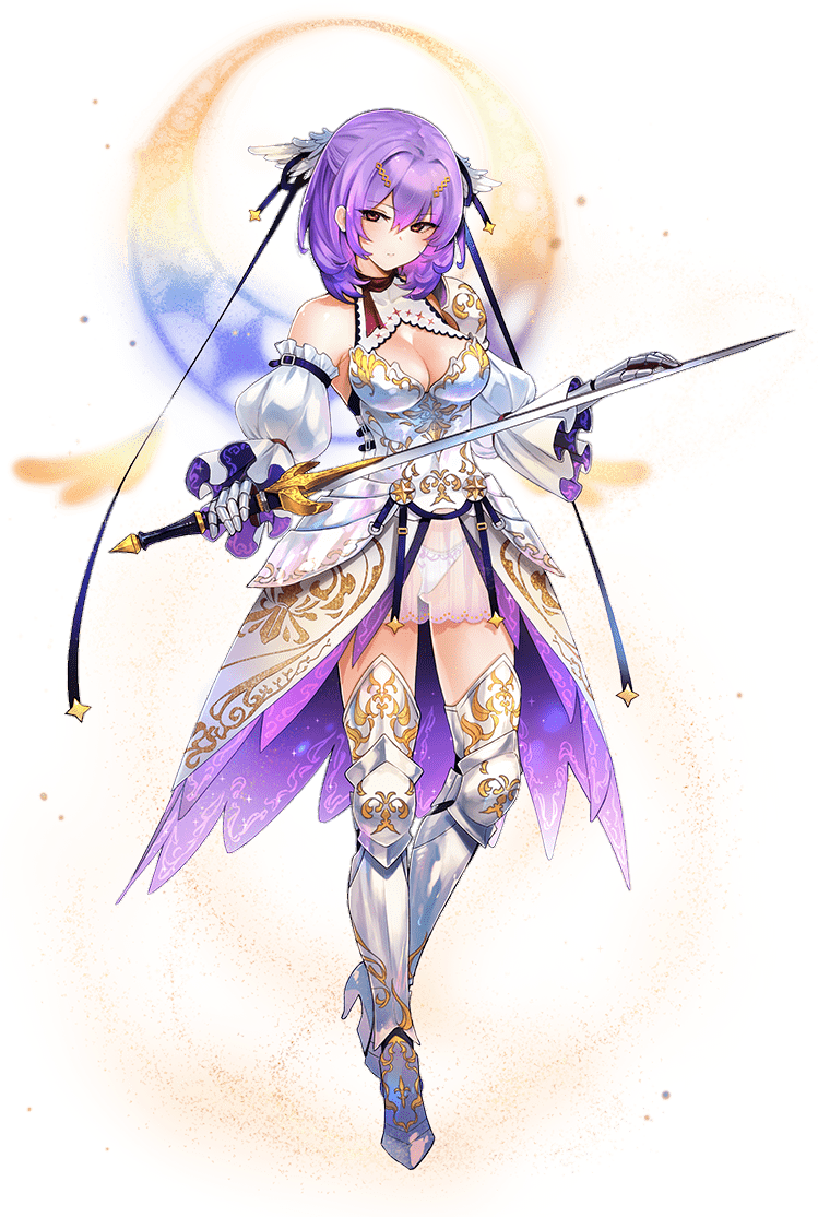 1girl aran_(sennen_sensou_aigis) artist_request bad_source bare_shoulders breasts cleavage detached_sleeves four-pointed_star full_body game_cg hair_ornament holding holding_sword holding_weapon knee_armor medium_breasts metal_gloves official_art panties purple_hair red_eyes see-through_clothes see-through_skirt sennen_sensou_aigis short_hair skirt solo sword thighs third-party_source transparent_background underwear weapon white_panties