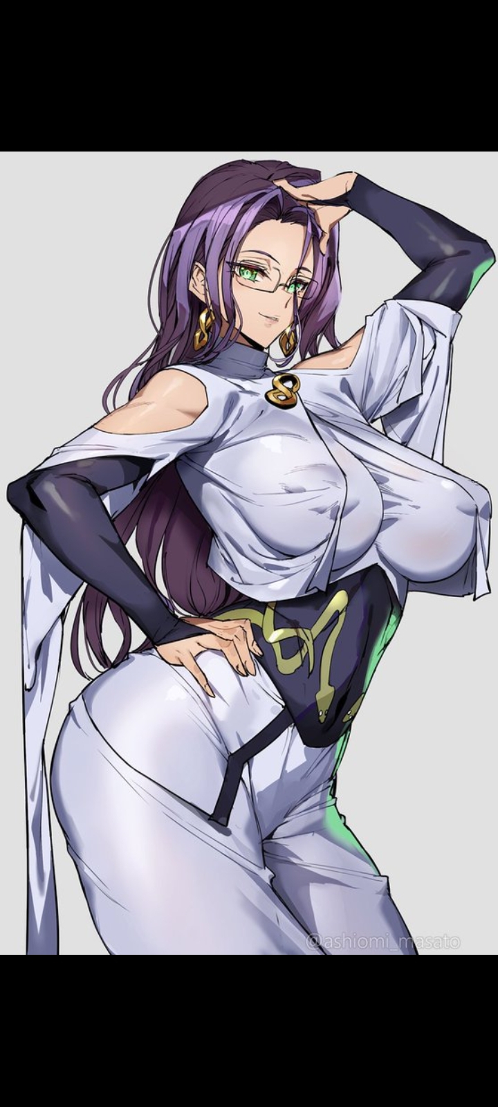 ashiomi_masato ass breasts curvy hand_on_own_hip large_breasts nipples nipples_visible_through_shirt no_bra one-punch_man psykos wide_hips