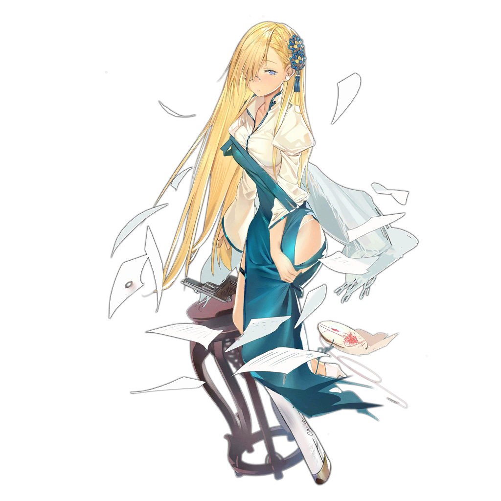 1girl blonde_hair blue_dress blue_eyes braid breasts chair china_dress chinese_clothes closed_mouth cup cz52_(baby_blue_eyes)_(girls&#039;_frontline) cz52_(girls&#039;_frontline) cz_52 dress earrings female_focus full_body girls&#039;_frontline gun hair_ornament hair_over_one_eye handgun high_heels holding jewelry kneeling legs_together long_hair looking_at_viewer mechabare monocle official_alternate_costume official_art pistol prosthesis shawl sitting solo thigh_strap torn_clothes torn_dress transparent_background very_long_hair weapon white_footwear wide_sleeves xiao_chichi
