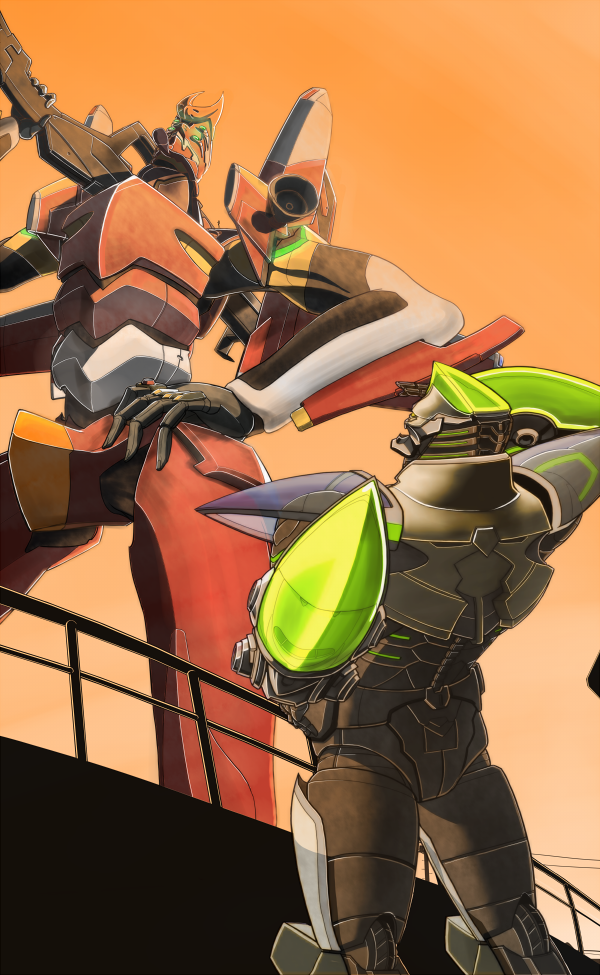 00s 10s armor crossover eva_02 evangelion:_2.0_you_can_(not)_advance gomi_kushige kaburagi_t._kotetsu mecha neon_genesis_evangelion power_armor power_suit rebuild_of_evangelion robot superhero_costume tiger_&amp;_bunny wild_tiger