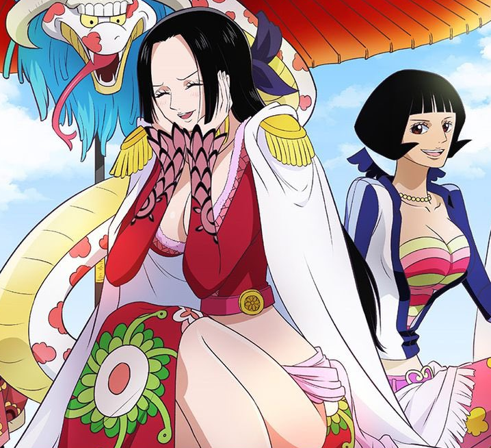 2girls apple7apo boa_hancock breasts cleavage huge_breasts large_breasts multiple_girls one_piece shakuyaku_(one_piece)