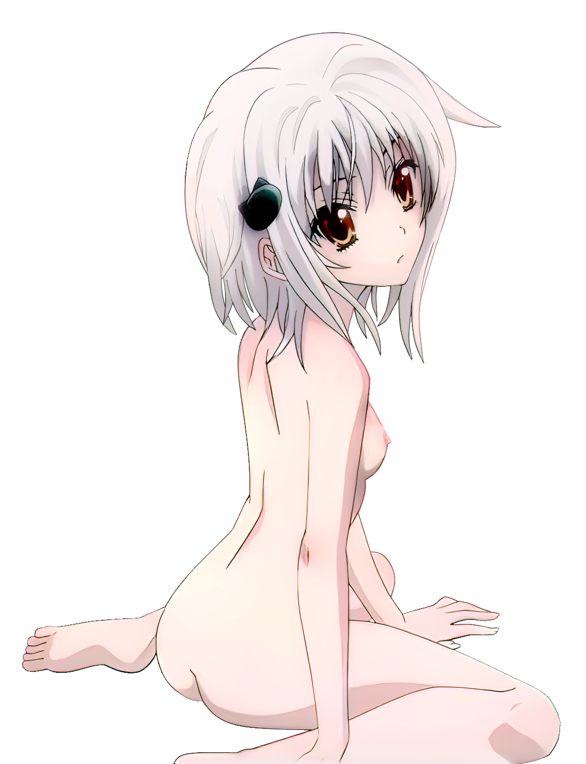 barefoot high_school_dxd highres nipples nude tagme toujou_koneko white_hair yellow_eyes