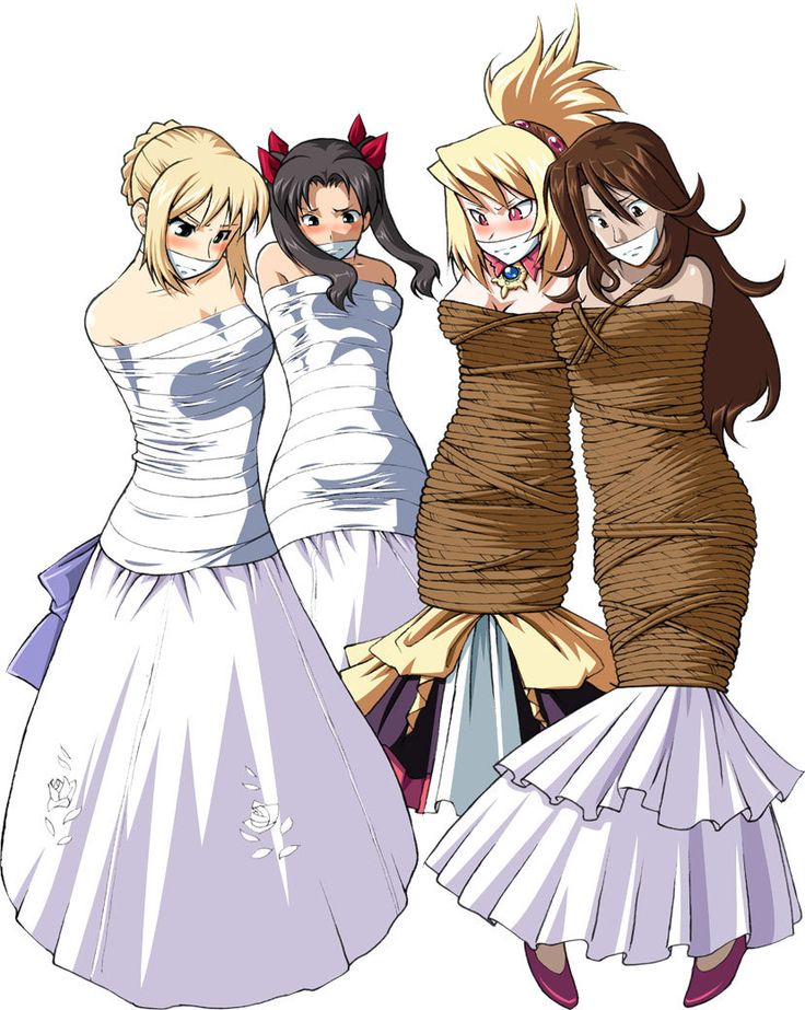 angry arms_behind_back artoria_pendragon_(fate) bdsm blonde_hair blush bondage bound bound_arms bound_legs bow breasts brown_eyes brown_hair cleavage collarbone confused daikinbakuju disgaea_2 dress gag gagged hair_bow hair_ornament improvised_gag long_hair non-web_source pink_eyes rozalin saber_(fate) shoes simple_background tape tape_gag tied_up_(nonsexual) tohsaka_rin_(fate/extra) white_background white_dress worried