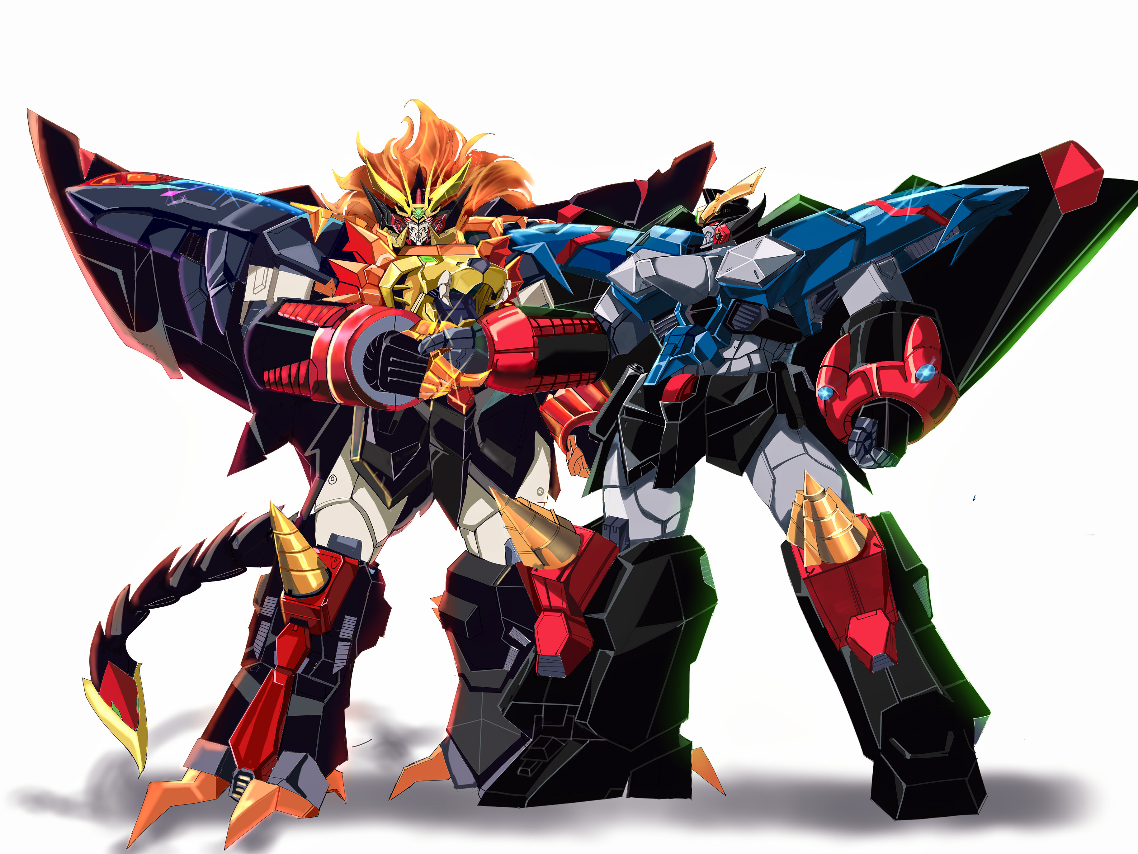 absurdres age_fx armor drill drill_hair full_armor gaofighgar gattai genesic_gaogaigar highres lion_mane mecha mechanical_tail robot standing super_robot super_robot_wars super_robot_wars_30 tail twin_drills yuusha_ou_gaogaigar_final yuusha_series