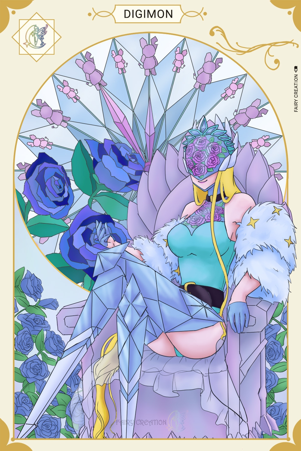 1girl belt blonde_hair cendrillmon digimon digimon_(creature) female_focus mask solo