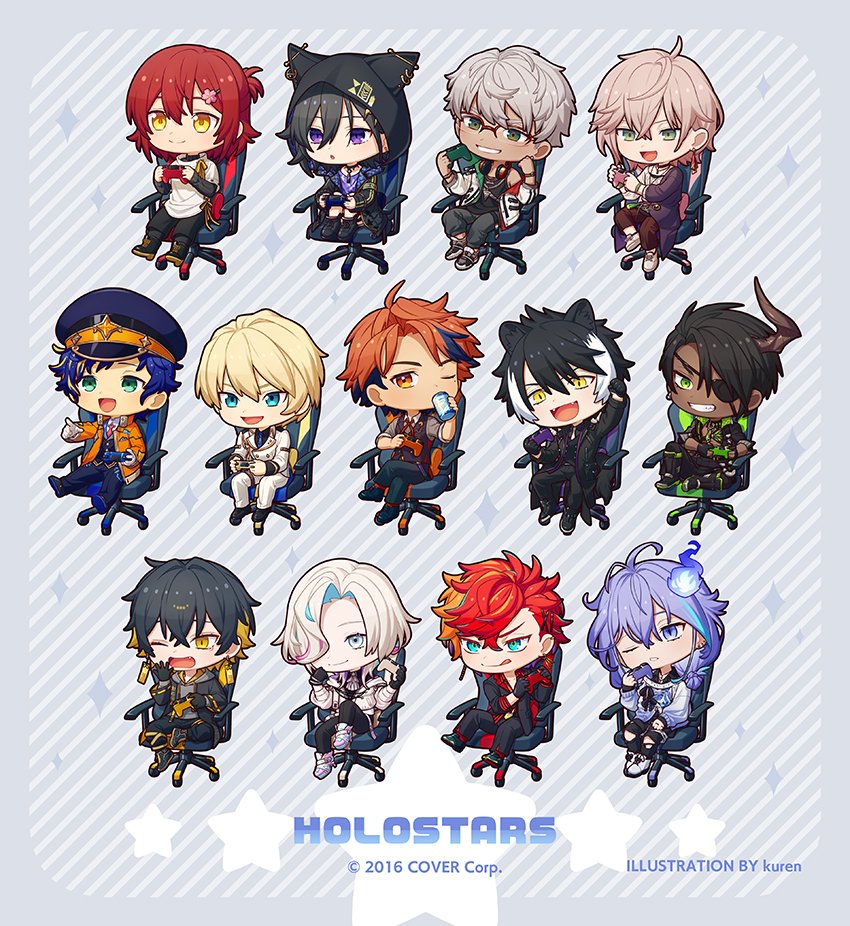 6+boys :d :o :q ;o ahoge animal_ears animal_hood antenna_hair aqua_eyes aqua_hair aragami_oga aragami_oga_(1st_costume) arm_up artist_name arurandeisu ascot astel_leda astel_leda_(1st_costume) asymmetrical_sleeves belt black_belt black_boots black_choker black_coat black_collar black_gloves black_hair black_hat black_jacket black_necktie black_pants black_shirt black_shoes black_sweater black_tank_top black_vest blonde_hair blue_background blue_eyes blue_hair blue_jacket blue_necktie blue_pants boots brown_pants brown_vest can capri_pants cat_hood chair chest_guard chibi chibi_only choker clenched_hand closed_mouth coat collar collared_jacket collared_shirt controller copyright_name copyright_notice crossed_legs curtained_hair dark-skinned_male dark_skin demon_horns diagonal-striped_background drawstring drinking earrings everyone eyepatch fangs figure_four_sitting flower full_body fur-trimmed_coat fur_trim game_controller gaming_chair gem glasses gloves green_eyes green_gemstone grey_ascot grey_eyes grey_hair grey_hoodie grey_shirt grin hair_between_eyes hair_flower hair_ornament hair_over_one_eye hairclip half_gloves half_updo hanasaki_miyabi hanasaki_miyabi_(1st_costume) hat head_rest headphones headphones_around_neck hitodama hizaki_gamma hizaki_gamma_(1st_costume) holding holding_can holding_controller holding_game_controller holostars hood hood_up hoodie horns jackal_boy jackal_ears jackal_tail jacket jewelry kageyama_shien kageyama_shien_(1st_costume) kanade_izuru kanade_izuru_(1st_costume) kishido_temma kishido_temma_(1st_costume) knee_up knees_up kuren lapel_pin layered_sleeves lightning_bolt lightning_bolt_hair_ornament lightning_bolt_symbol long_hair long_sleeves looking_at_viewer low-tied_long_hair male_focus medium_hair minase_rio minase_rio_(1st_costume) mismatched_earrings mole mole_under_eye multicolored_hair multicolored_necktie multiple_boys neck_ribbon necklace necktie off_shoulder official_art one_eye_closed open_clothes open_coat open_collar open_jacket open_mouth open_shirt orange_eyes orange_hair orange_jacket padded_jacket pants parted_lips peaked_cap pendant pink_boots pink_hair playing_games purple_coat purple_eyes purple_hair purple_shirt red-framed_eyewear red_hair red_necktie red_ribbon red_shirt ribbon rikka_(1st_costume)_(holostars) rikka_(holostars) sharp_teeth shirt shoes short_hair short_over_long_sleeves short_sleeves side_part single_earring single_horn single_off_shoulder single_sleeve sitting sleeves_rolled_up smile spiked_collar spikes stole streaked_hair striped_background striped_clothes striped_shirt sweater swept_bangs swivel_chair tail tank_top teeth tongue tongue_out turtleneck two-sided_fabric two-sided_jacket two-tone_hair uneven_sleeves upper_body utsugi_uyu utsugi_uyu_(1st_costume) v-neck vertical-striped_clothes vertical-striped_shirt vest virtual_youtuber white_boots white_gloves white_hair white_jacket white_necktie white_pants white_shirt white_shoes white_sweater yatogami_fuma yatogami_fuma_(1st_costume) yawning yellow_eyes yellow_ribbon yukoku_roberu yukoku_roberu_(1st_costume)