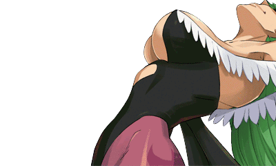 animated animated_gif ass bare_shoulders bat_hair_ornament bat_wings bouncing_breasts breasts capcom cleavage darkstalkers demon_girl green_eyes green_hair hair_ornament head_wings hip_focus large_breasts leotard long_hair lowres morrigan_aensland pantyhose project_x_zone thighs transparent_background wings