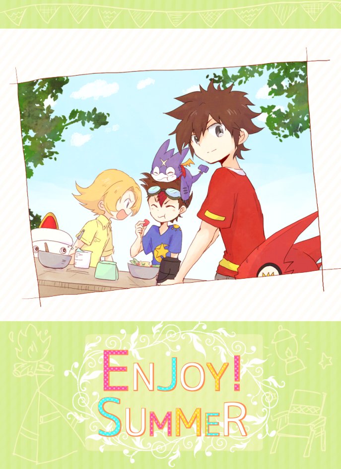 akashi_tagiru amano_yuu_(digimon) damemon digimon digimon_xros_wars digimon_xros_wars:_toki_wo_kakeru_shounen_hunter-tachi gumdramon kudou_taiki shoutmon_king_ver. sky summer tagme
