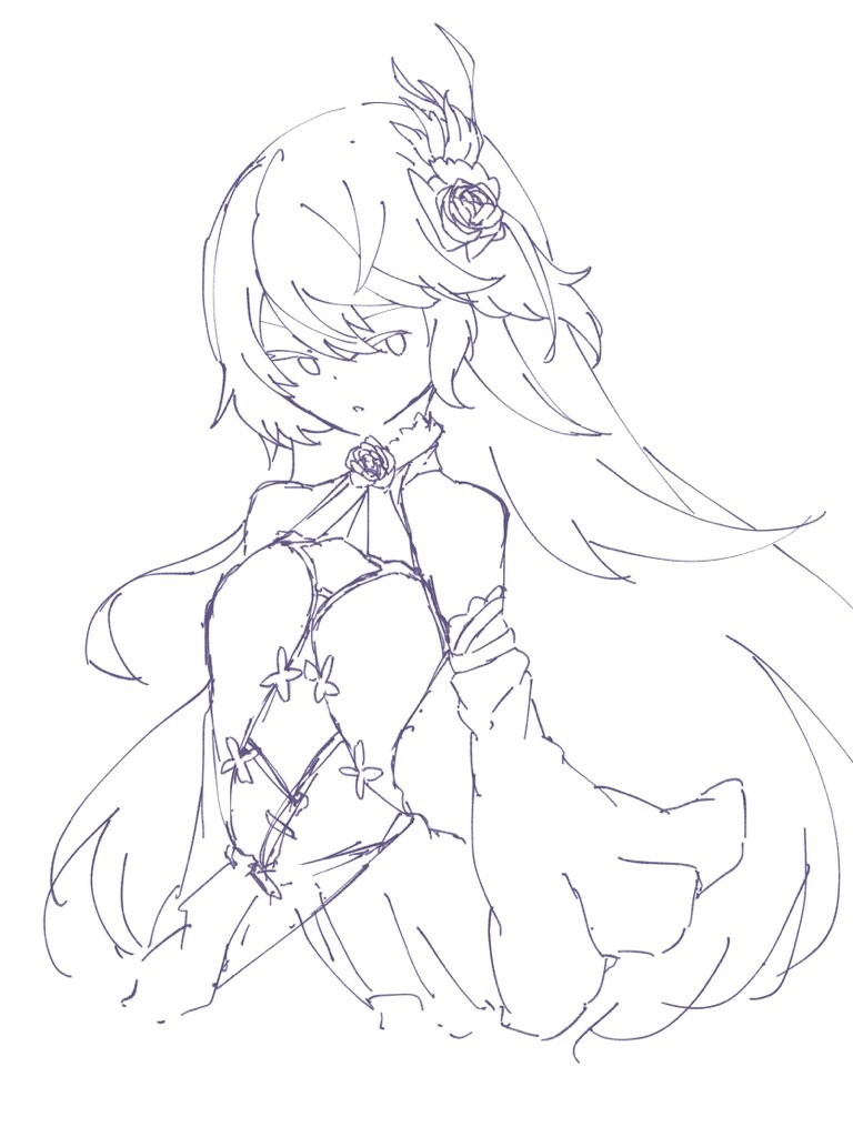 1girl grimms_notes nekonikom rose_fairy_unfan_(grimms_notes) sketch solo upper_body