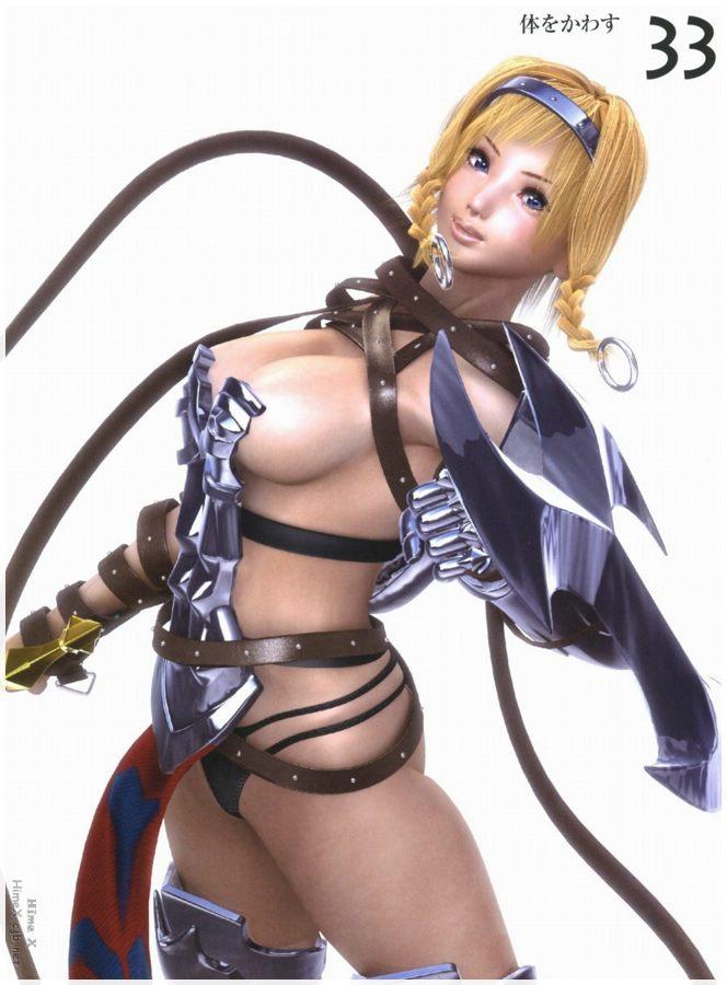 1girl 3d breasts cowboy_shot female_focus leina m-rs panties queen&#039;s_blade solo standing underwear white_background
