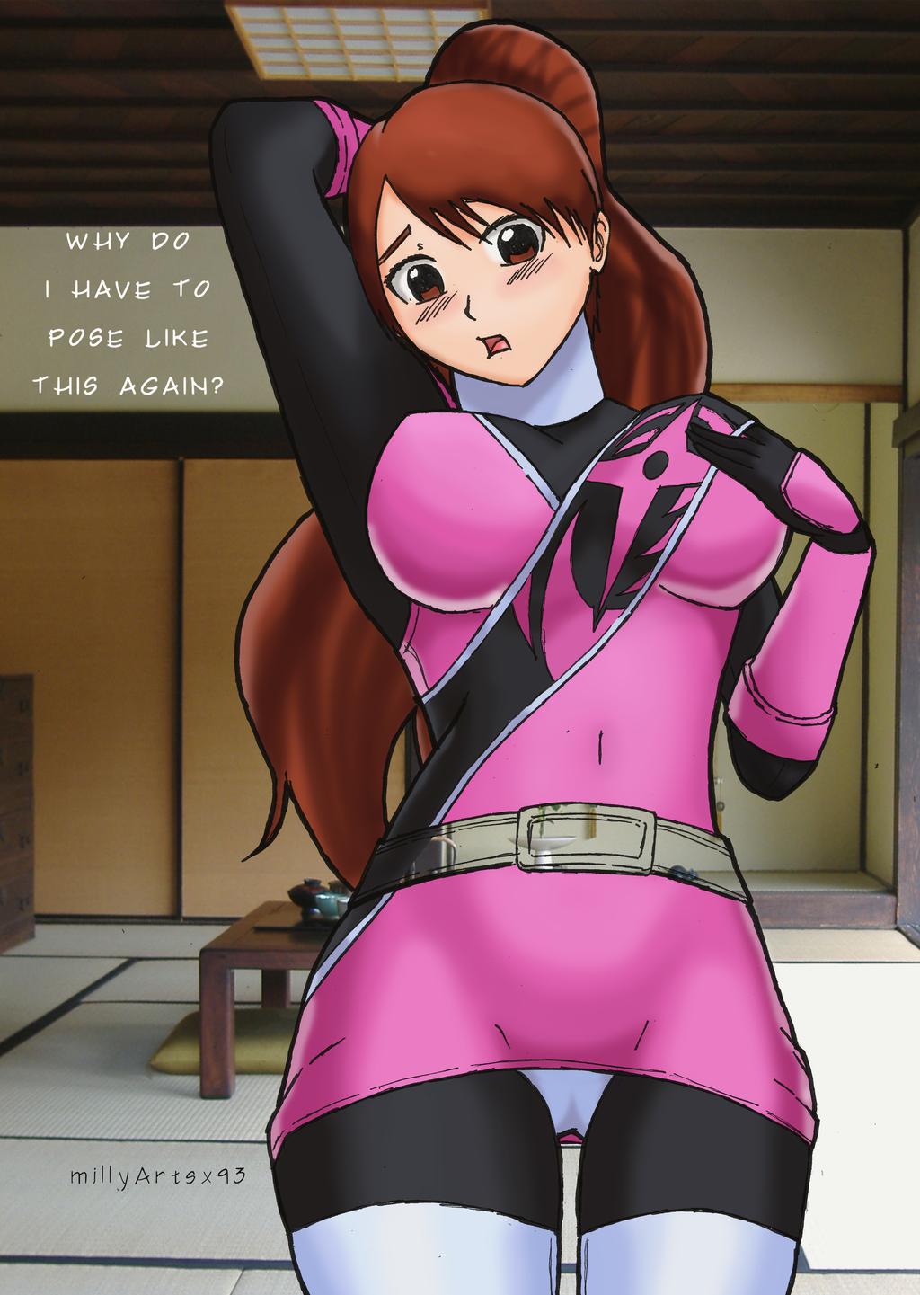 1girl bodysuit brown_hair highres millyartsx93 momochi_kasumi no_headwear no_headwear shuriken_sentai_ninninger super_sentai