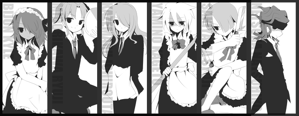 6+boys bjorn_kyle inazuma_eleven inazuma_eleven_(series) kazemaru_ichirouta maid male_focus midorikawa_ryuuji multiple_boys netsuha_natsuhiko sakiyama_syuji szakgk tagme trap yamino_kageto