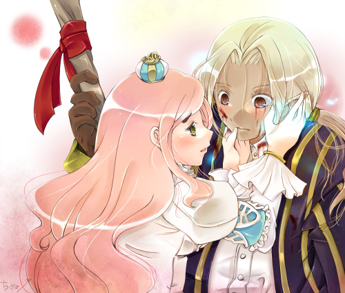1boy 1girl 7th_dragon 7th_dragon_(series) bad_id bad_pixiv_id blood cinu healer_(7th_dragon) jericho_(7th_dragon) lowres maron_(7th_dragon) pink_hair princess_(7th_dragon) white_hair