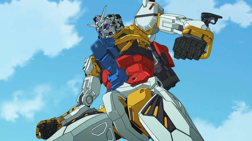 anime_screenshot artist_request cable cloud cloudy_sky earth_federation earth_federation_space_forces gundam gundam_gquuuuuux key_visual machinery mecha mecha_focus mobile_suit no_humans official_art promotional_art purple_eyes realistic robot roundel science_fiction sky spanish_commentary v-fin white_gundam