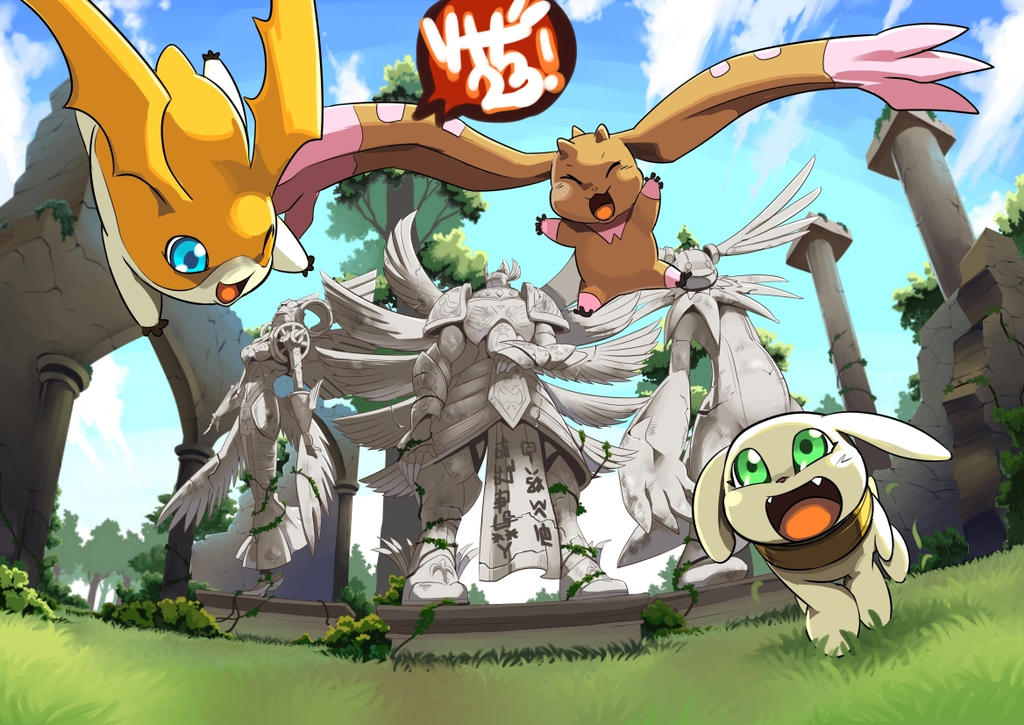 angel_army cherubimon cherubimon_(virtue) digimon digimon_frontier lopmon ofanimon patamon plotmon seraphimon