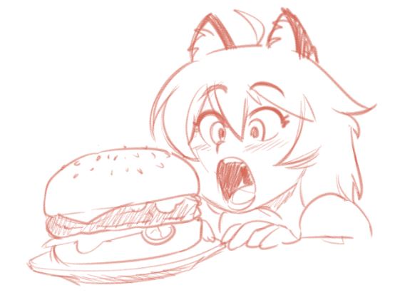 animal_ears blush burger cat_ears cat_girl chibi dalehan food meme nathy short_hair sketch