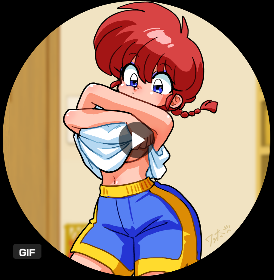 1girl blue_eyes braid breasts genderswap genderswap_(mtf) hair_between_eyes navel ranma-chan ranma_1/2 red_hair saotome_ranma shorts single_braid solo underboob undressing wanta_(futoshi)