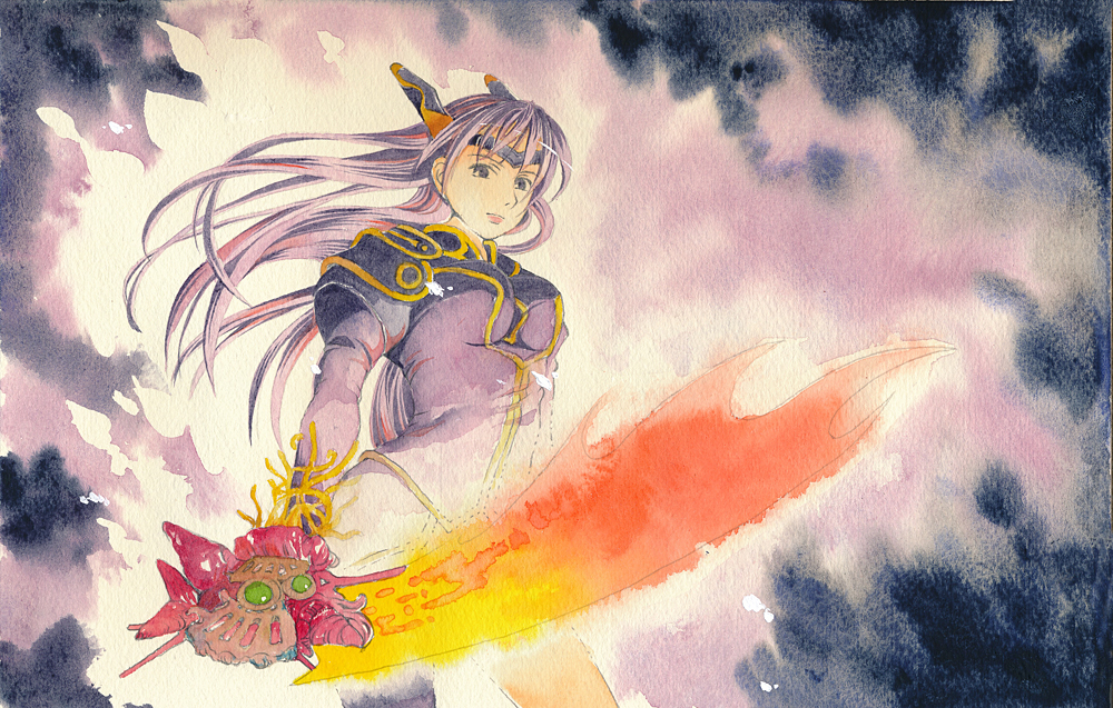 1girl armor dragon_buster female_focus kankichi legs rose_(dragoon) solo sword the_legend_of_dragoon weapon