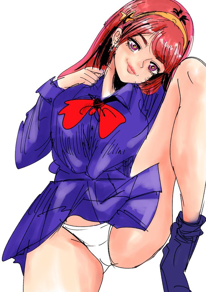 1girl athena boots dress earrings hairband jewelry long_hair panties purple_eyes purple_hair ribbon skirt smile snk the_king_of_fighters tucon_b underwear
