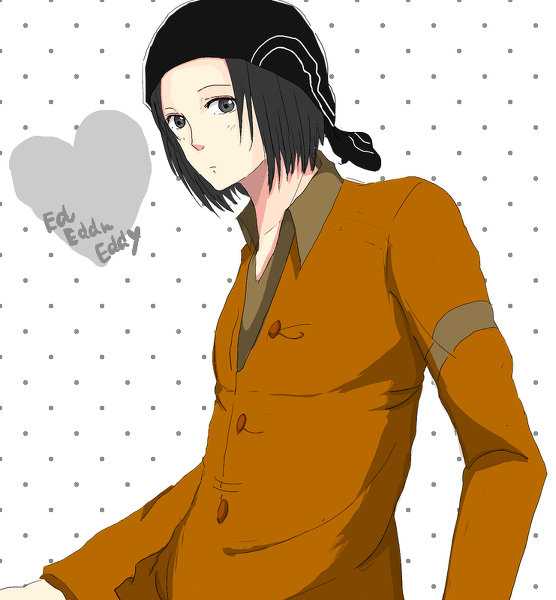 1boy black_hair cartoon_network collared_shirt copyright_name ed_edd_n_eddy edd_(ed_edd_n_eddy) hat male_focus pixiv_sample resized shirt solo