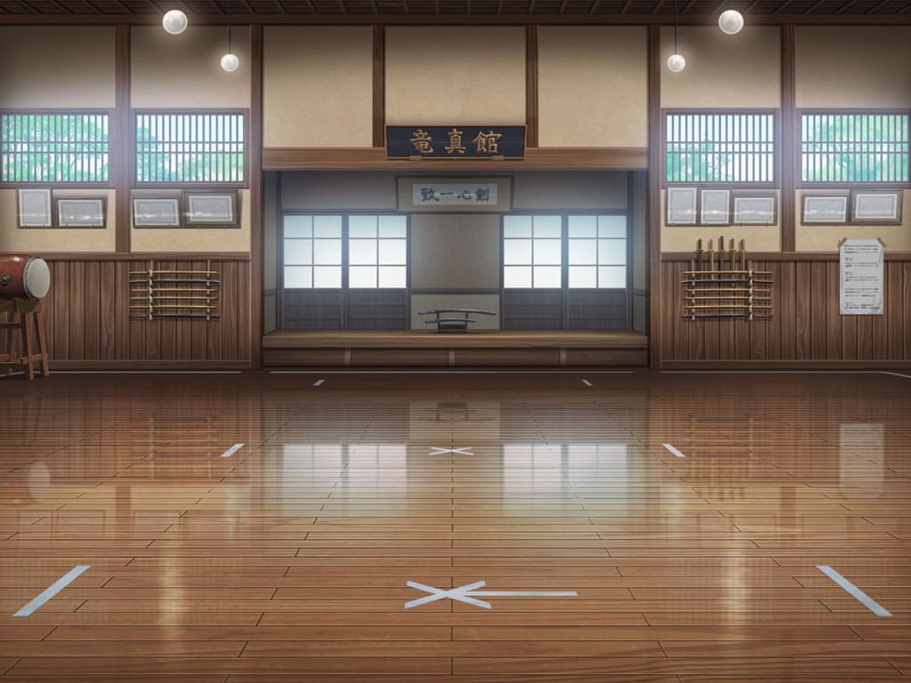artist_request blue_sky ceiling_light day dojo drum game_cg indoors instrument magia_record:_mahou_shoujo_madoka_magica_gaiden mahou_shoujo_madoka_magica no_humans official_art reflective_floor shouji sign sky sliding_doors taiko_drum tape tree window wooden_floor