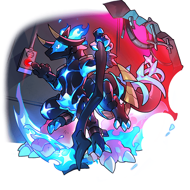 1other blue_fire cable centauroid dragon dragon_village_(series) dragon_village_collection fire flaming_weapon furry game_cg holding holding_scythe indoors no_mouth official_art pressing_button push-button scythe shoulder_pads stepped_on taur telos_gamma_(blue_knight)_(dragon_village) telos_gamma_(dragon_village) third-party_source transparent_background weapon