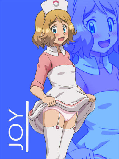 1girl alternate_costume awa blonde_hair blue_background blue_eyes blush breasts character_name clothes_lift cosplay creatures_(company) dress dress_lift english_text female_focus flashing game_freak garter_straps hands_up hat joy_(pokemon) joy_(pokemon)_(cosplay) lifting_own_clothes looking_at_viewer nintendo nurse_cap open_mouth panties pink_panties poke_ball_theme pokemon pokemon_(anime) pokemon_xy_(anime) serena_(pokemon) short_hair simple_background small_breasts smile solo standing thighhighs underwear white_dress white_hat white_thighhighs zoom_layer