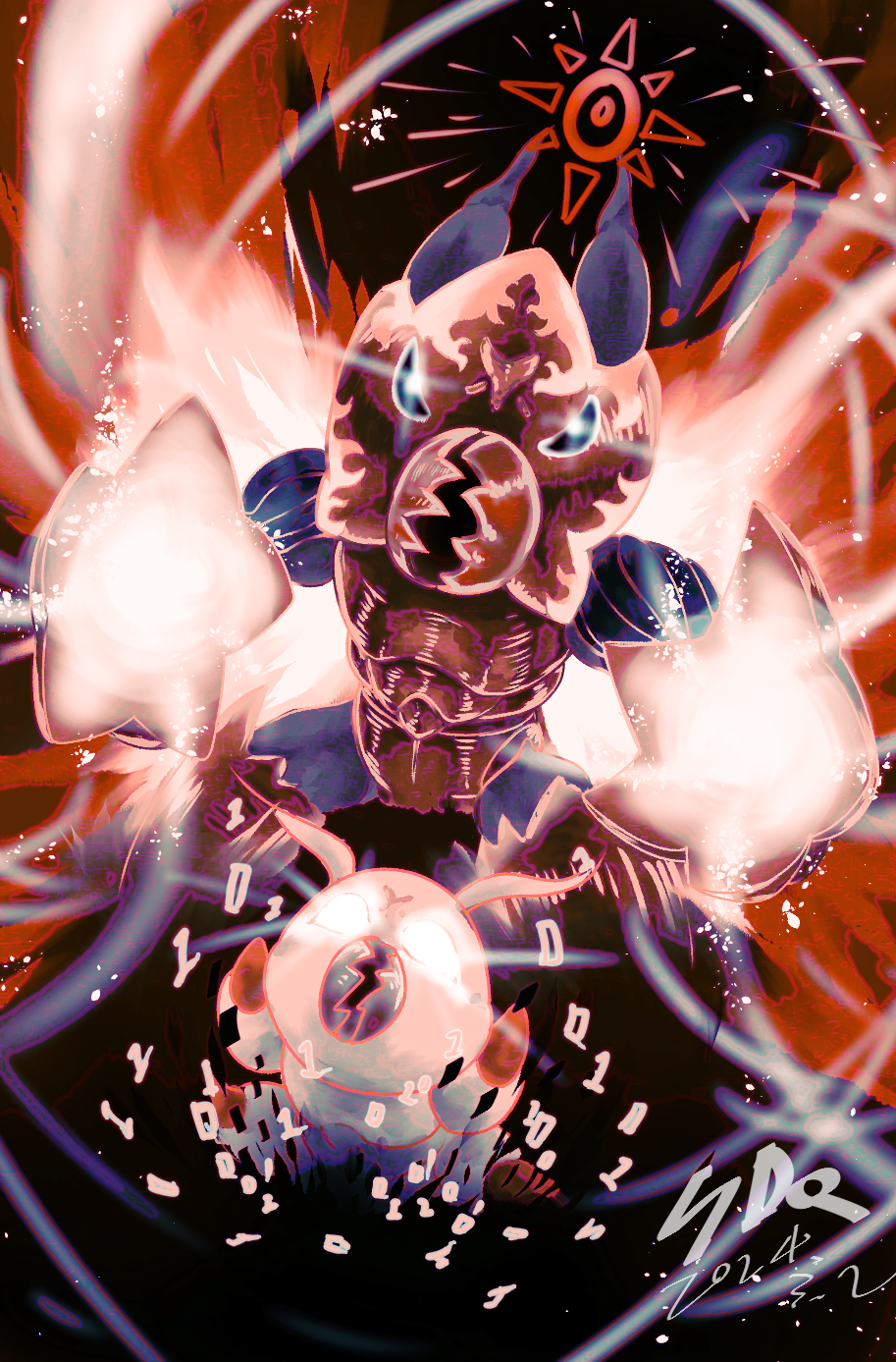 armor bug crests_(digimon) digimon digimon_(creature) digimon_adventure_02 evolutionary_line glowing glowing_eyes highres shadramon wings wormmon