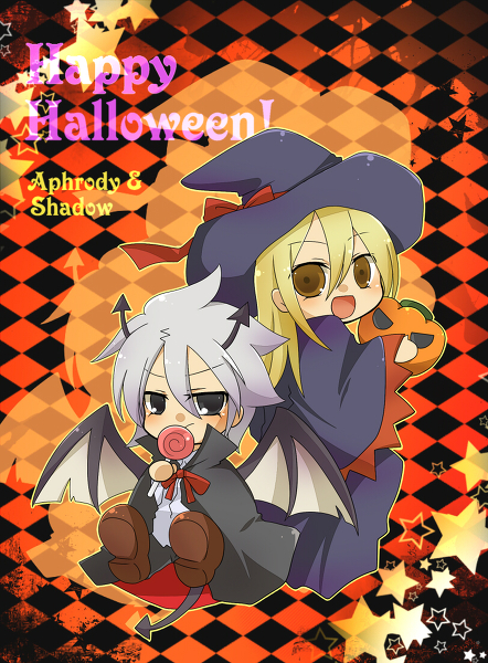 afuro_terumi candy demon_tail demon_wings halloween inazuma_eleven inazuma_eleven_(series) lollipop szakgk tail trap wings yamino_kageto