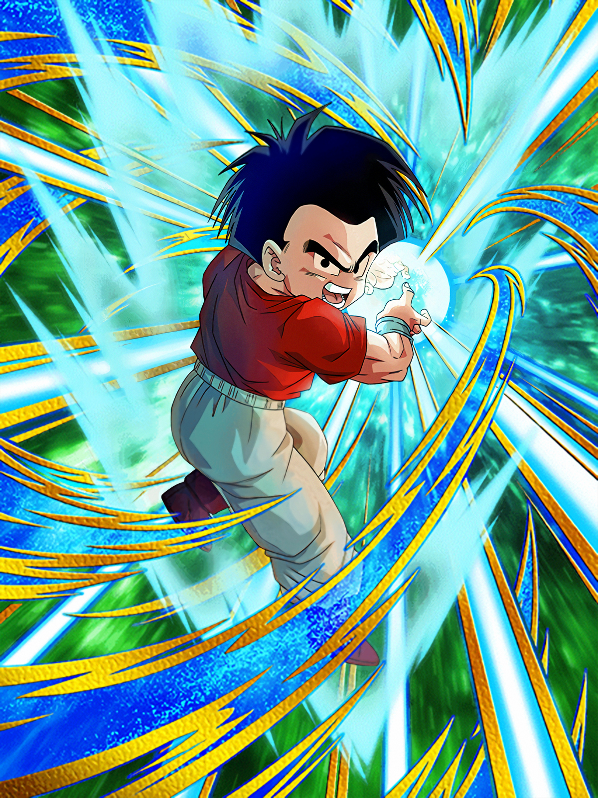 1boy dokkan_battle dragon_ball highres kamehameha_(dragon_ball) kuririn official_art solo tagme