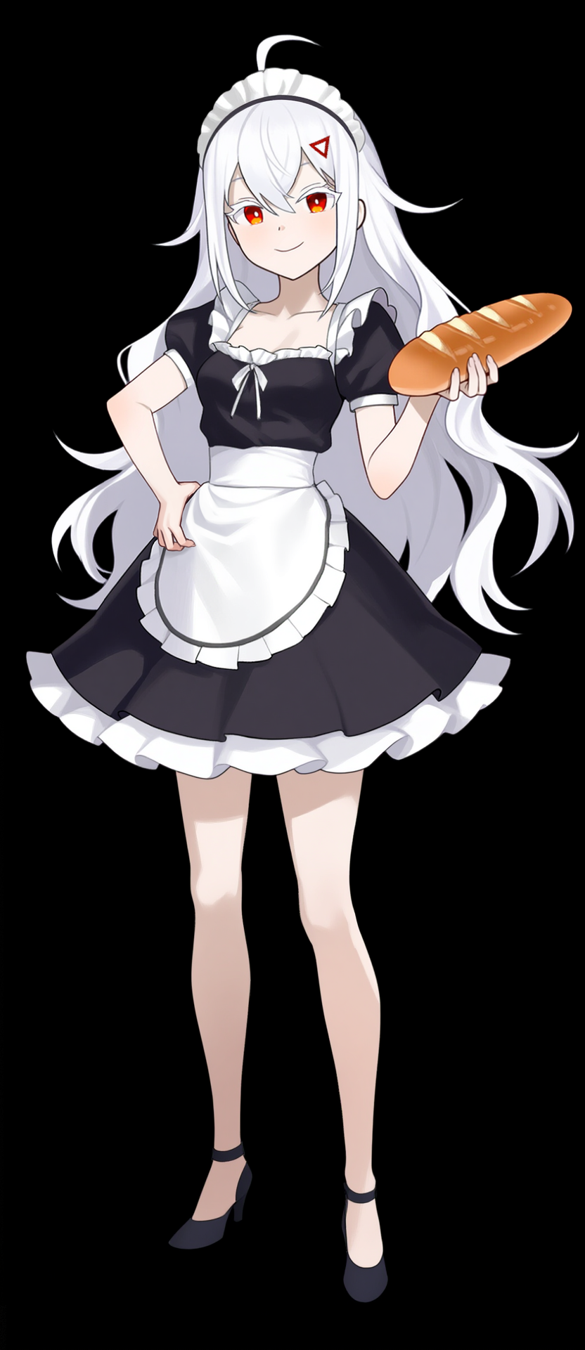 breasts chiyo_(chrono_ark) highres maid non-web_source smile white_hair
