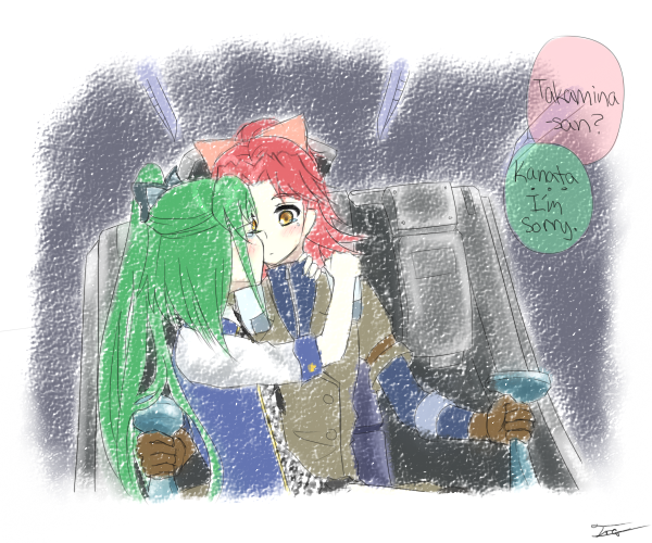 10s 2girls akb0048 blush green_hair multiple_girls red_hair shinonome_kanata takahashi_minami_(akb0048)