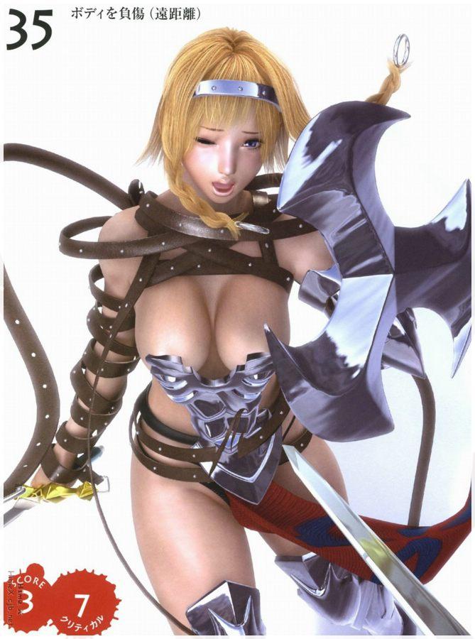 1girl 3d breasts cowboy_shot female_focus leina m-rs panties queen&#039;s_blade solo standing underwear white_background